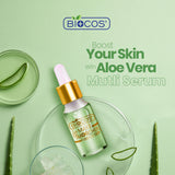 Multi Serum Aloe Vera – Hydrating & Brightening Skin Serum with Hyaluronic Acid, Vitamin C, Jojoba Oil, Green Tea – Anti-Acne, Anti-Inflammatory, Radiant Glow - 15ml