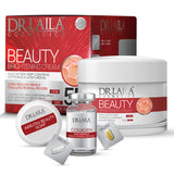 Dr. Laila 5-in-1 Beauty Pack - Organic Brightening, Anti-Wrinkle & Reduce Dark Spots Cream Set with Kojic Acid, Glutathione Capsule, Collagen Serum & Arbutin Soap