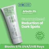 Arbutin 3% Beauty Cream - Dark Spot Corrector & Skin Tone Smoothing Cream with Kojic Acid, Glycolic Acid, Vitamin B5 & Licorice Extract | Hydrating Night Cream for Pigmentation, UV Protection & Sensitive Skin - 50gm